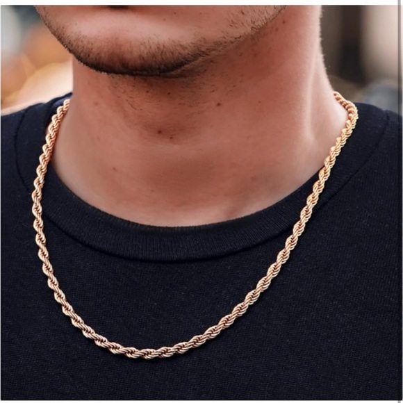 Necklace 14K Yellow Gold filled 4.2mm Twisted Rope Necklace 30" Brand New in Box - Picture 2 of 8